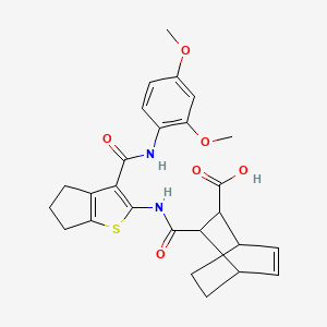 molecular formula C26H28N2O6S B4724833 3-{[(3-{[(2,4-dimethoxyphenyl)amino]carbonyl}-5,6-dihydro-4H-cyclopenta[b]thien-2-yl)amino]carbonyl}bicyclo[2.2.2]oct-5-ene-2-carboxylic acid 