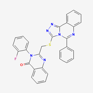 molecular formula C30H19FN6OS B4724853 3-(2-fluorophenyl)-2-{[(5-phenyl[1,2,4]triazolo[4,3-c]quinazolin-3-yl)thio]methyl}-4(3H)-quinazolinone 