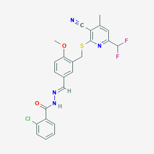 molecular formula C24H19ClF2N4O2S B4724889 2-chloro-N'-[3-({[3-cyano-6-(difluoromethyl)-4-methyl-2-pyridinyl]thio}methyl)-4-methoxybenzylidene]benzohydrazide 