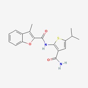 molecular formula C18H18N2O3S B4724899 N-[3-carbamoyl-5-(propan-2-yl)thiophen-2-yl]-3-methyl-1-benzofuran-2-carboxamide 