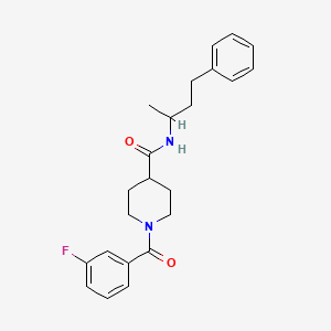 molecular formula C23H27FN2O2 B4724903 1-(3-fluorobenzoyl)-N-(1-methyl-3-phenylpropyl)-4-piperidinecarboxamide 