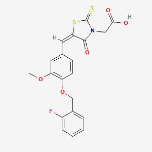 molecular formula C20H16FNO5S2 B4725002 (5-{4-[(2-fluorobenzyl)oxy]-3-methoxybenzylidene}-4-oxo-2-thioxo-1,3-thiazolidin-3-yl)acetic acid 