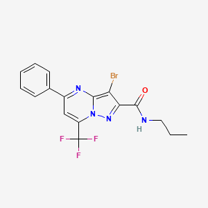 molecular formula C17H14BrF3N4O B4725004 3-bromo-5-phenyl-N-propyl-7-(trifluoromethyl)pyrazolo[1,5-a]pyrimidine-2-carboxamide 