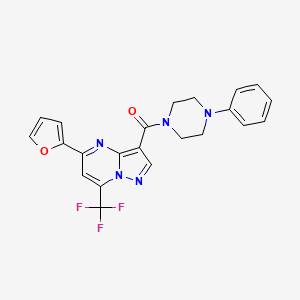 molecular formula C22H18F3N5O2 B4725035 5-(2-furyl)-3-[(4-phenyl-1-piperazinyl)carbonyl]-7-(trifluoromethyl)pyrazolo[1,5-a]pyrimidine 