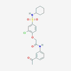 molecular formula C22H25ClN2O5S B4725049 N-(3-acetylphenyl)-2-[2-chloro-4-(cyclohexylsulfamoyl)phenoxy]acetamide 