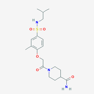 molecular formula C19H29N3O5S B4725055 1-[2-[2-Methyl-4-(2-methylpropylsulfamoyl)phenoxy]acetyl]piperidine-4-carboxamide 