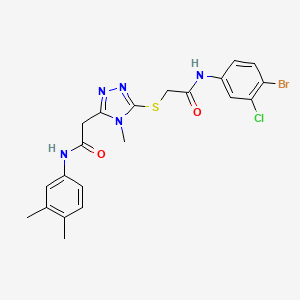 molecular formula C21H21BrClN5O2S B4725121 2-[5-({2-[(4-bromo-3-chlorophenyl)amino]-2-oxoethyl}thio)-4-methyl-4H-1,2,4-triazol-3-yl]-N-(3,4-dimethylphenyl)acetamide 