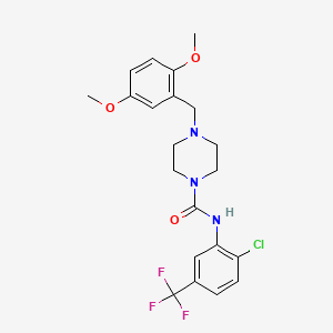 molecular formula C21H23ClF3N3O3 B4725136 N-[2-chloro-5-(trifluoromethyl)phenyl]-4-(2,5-dimethoxybenzyl)-1-piperazinecarboxamide 