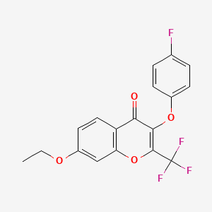 molecular formula C18H12F4O4 B4725182 7-Ethoxy-3-(4-fluorophenoxy)-2-(trifluoromethyl)chromen-4-one 