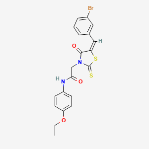 molecular formula C20H17BrN2O3S2 B4725213 2-[(5E)-5-[(3-bromophenyl)methylidene]-4-oxo-2-sulfanylidene-1,3-thiazolidin-3-yl]-N-(4-ethoxyphenyl)acetamide 