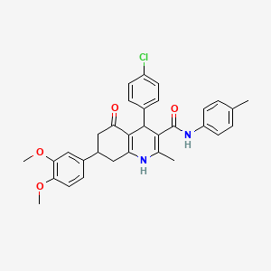 molecular formula C32H31ClN2O4 B4725220 4-(4-chlorophenyl)-7-(3,4-dimethoxyphenyl)-2-methyl-N-(4-methylphenyl)-5-oxo-1,4,5,6,7,8-hexahydroquinoline-3-carboxamide 