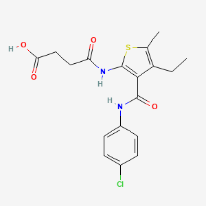 molecular formula C18H19ClN2O4S B4725233 4-({3-[(4-CHLOROANILINO)CARBONYL]-4-ETHYL-5-METHYL-2-THIENYL}AMINO)-4-OXOBUTANOIC ACID 