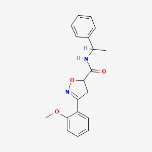 molecular formula C19H20N2O3 B4725259 3-(2-methoxyphenyl)-N-(1-phenylethyl)-4,5-dihydro-5-isoxazolecarboxamide 