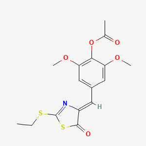 molecular formula C16H17NO5S2 B4725271 4-{[2-(ethylthio)-5-oxo-1,3-thiazol-4(5H)-ylidene]methyl}-2,6-dimethoxyphenyl acetate 