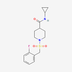 molecular formula C16H21FN2O3S B4725286 N-CYCLOPROPYL-1-[(2-FLUOROPHENYL)METHANESULFONYL]PIPERIDINE-4-CARBOXAMIDE 