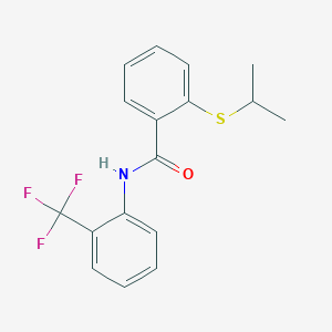 molecular formula C17H16F3NOS B4725296 2-(isopropylthio)-N-[2-(trifluoromethyl)phenyl]benzamide 