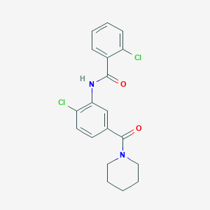 molecular formula C19H18Cl2N2O2 B4725375 2-chloro-N-[2-chloro-5-(piperidin-1-ylcarbonyl)phenyl]benzamide 