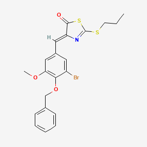 molecular formula C21H20BrNO3S2 B4725494 4-[4-(benzyloxy)-3-bromo-5-methoxybenzylidene]-2-(propylthio)-1,3-thiazol-5(4H)-one 