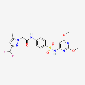 molecular formula C19H20F2N6O5S B4725505 2-[3-(difluoromethyl)-5-methyl-1H-pyrazol-1-yl]-N-(4-{[(2,6-dimethoxy-4-pyrimidinyl)amino]sulfonyl}phenyl)acetamide 