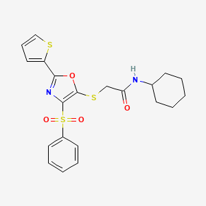 N-cyclohexyl-2-{[4-(phenylsulfonyl)-2-(2-thienyl)-1,3-oxazol-5-yl]thio}acetamide