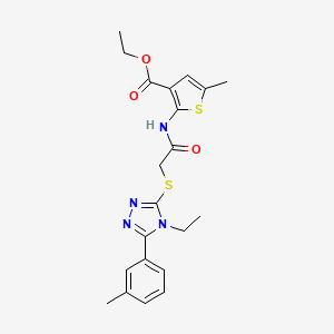 molecular formula C21H24N4O3S2 B4725548 ethyl 2-[({[4-ethyl-5-(3-methylphenyl)-4H-1,2,4-triazol-3-yl]thio}acetyl)amino]-5-methyl-3-thiophenecarboxylate 