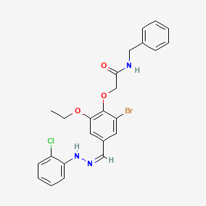 molecular formula C24H23BrClN3O3 B4725557 N-benzyl-2-{2-bromo-4-[2-(2-chlorophenyl)carbonohydrazonoyl]-6-ethoxyphenoxy}acetamide 