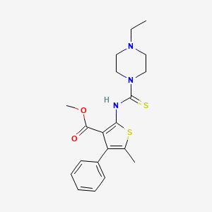 molecular formula C20H25N3O2S2 B4725586 methyl 2-{[(4-ethyl-1-piperazinyl)carbonothioyl]amino}-5-methyl-4-phenyl-3-thiophenecarboxylate 