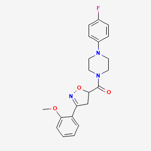 1-(4-FLUOROPHENYL)-4-[3-(2-METHOXYPHENYL)-4,5-DIHYDRO-1,2-OXAZOLE-5-CARBONYL]PIPERAZINE