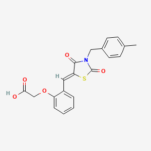 molecular formula C20H17NO5S B4725621 (2-{[3-(4-methylbenzyl)-2,4-dioxo-1,3-thiazolidin-5-ylidene]methyl}phenoxy)acetic acid 