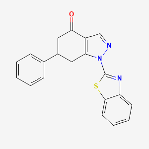 molecular formula C20H15N3OS B4725658 1-(1,3-benzothiazol-2-yl)-6-phenyl-1,5,6,7-tetrahydro-4H-indazol-4-one 