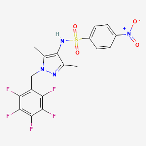 molecular formula C18H13F5N4O4S B4725716 N-[3,5-dimethyl-1-(pentafluorobenzyl)-1H-pyrazol-4-yl]-4-nitrobenzenesulfonamide 