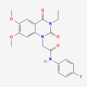 molecular formula C20H20FN3O5 B4725724 2-(3-ethyl-6,7-dimethoxy-2,4-dioxo-3,4-dihydro-1(2H)-quinazolinyl)-N-(4-fluorophenyl)acetamide 