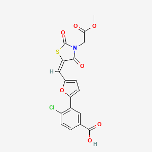 4-chloro-3-(5-{[3-(2-methoxy-2-oxoethyl)-2,4-dioxo-1,3-thiazolidin-5-ylidene]methyl}-2-furyl)benzoic acid