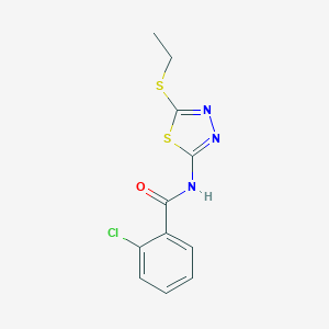 molecular formula C11H10ClN3OS2 B472590 2-chloro-N-(5-ethylsulfanyl-1,3,4-thiadiazol-2-yl)benzamide CAS No. 313549-48-3