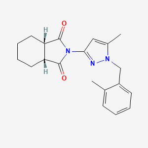 molecular formula C20H23N3O2 B4725905 (3aR,7aS)-2-[5-methyl-1-(2-methylbenzyl)-1H-pyrazol-3-yl]hexahydro-1H-isoindole-1,3(2H)-dione 