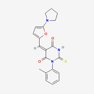 molecular formula C20H19N3O3S B4725908 1-(2-methylphenyl)-5-{[5-(1-pyrrolidinyl)-2-furyl]methylene}-2-thioxodihydro-4,6(1H,5H)-pyrimidinedione 