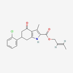 (2E)-but-2-en-1-yl 6-(2-chlorophenyl)-3-methyl-4-oxo-4,5,6,7-tetrahydro-1H-indole-2-carboxylate