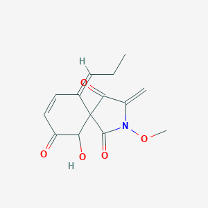 molecular formula C14H15NO5 B047260 (6Z)-10-羟基-2-甲氧基-3-亚甲基-6-丙亚甲基-2-氮杂螺[4.5]癸-7-烯-1,4,9-三酮 CAS No. 114582-74-0