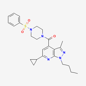 molecular formula C25H31N5O3S B4726020 1-butyl-6-cyclopropyl-3-methyl-4-{[4-(phenylsulfonyl)-1-piperazinyl]carbonyl}-1H-pyrazolo[3,4-b]pyridine 