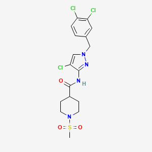 molecular formula C17H19Cl3N4O3S B4726037 N-[4-chloro-1-(3,4-dichlorobenzyl)-1H-pyrazol-3-yl]-1-(methylsulfonyl)-4-piperidinecarboxamide 