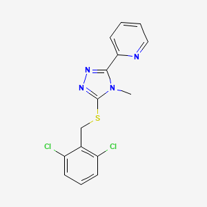 molecular formula C15H12Cl2N4S B4726075 3-[(2,6-Dichlorophenyl)methylthio]-4-methyl-5-(2-pyridyl)-1,2,4-triazole 