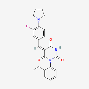 molecular formula C23H22FN3O3 B4726093 (5E)-1-(2-ethylphenyl)-5-[(3-fluoro-4-pyrrolidin-1-ylphenyl)methylidene]-1,3-diazinane-2,4,6-trione 