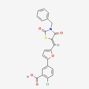 5-{5-[(3-benzyl-2,4-dioxo-1,3-thiazolidin-5-ylidene)methyl]-2-furyl}-2-chlorobenzoic acid