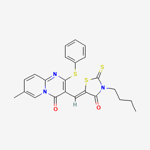 3-[(Z)-(3-butyl-4-oxo-2-thioxo-1,3-thiazolidin-5-ylidene)methyl]-7-methyl-2-(phenylsulfanyl)-4H-pyrido[1,2-a]pyrimidin-4-one