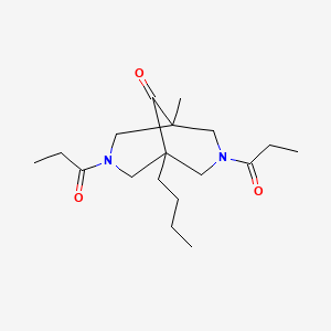 molecular formula C18H30N2O3 B4726154 1-butyl-5-methyl-3,7-dipropionyl-3,7-diazabicyclo[3.3.1]nonan-9-one 