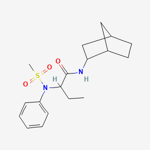 molecular formula C18H26N2O3S B4726197 N-bicyclo[2.2.1]hept-2-yl-2-[(methylsulfonyl)(phenyl)amino]butanamide 