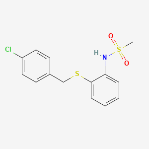 molecular formula C14H14ClNO2S2 B4726245 N-{2-[(4-chlorobenzyl)sulfanyl]phenyl}methanesulfonamide 