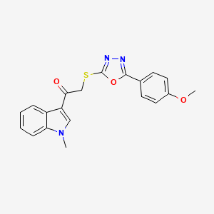 molecular formula C20H17N3O3S B4726271 2-{[5-(4-methoxyphenyl)-1,3,4-oxadiazol-2-yl]thio}-1-(1-methyl-1H-indol-3-yl)ethanone 