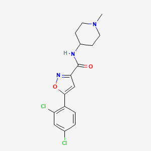 molecular formula C16H17Cl2N3O2 B4726295 5-(2,4-dichlorophenyl)-N-(1-methyl-4-piperidinyl)-3-isoxazolecarboxamide 