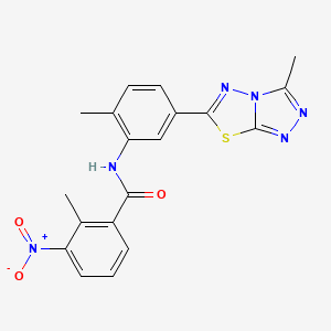 molecular formula C19H16N6O3S B4726344 2-methyl-N-[2-methyl-5-(3-methyl[1,2,4]triazolo[3,4-b][1,3,4]thiadiazol-6-yl)phenyl]-3-nitrobenzamide 